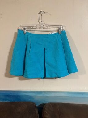 New Zara Sky Blue Textured Mini Skort Size Medium